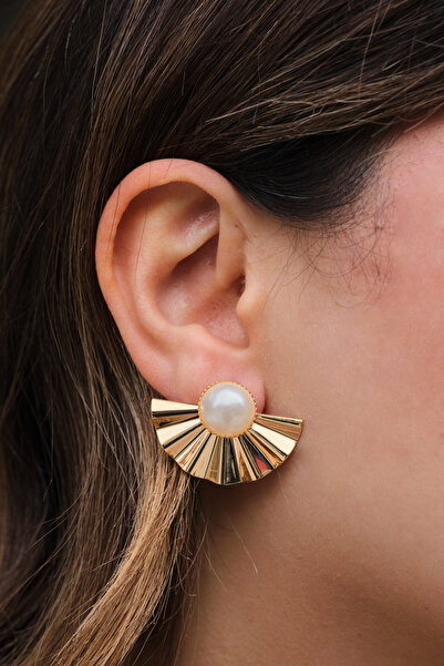 ByFlorya Jewelry أقراط معدنية من اللؤلؤ على شكل طبق VIP مع أطراف فولاذية مقاس...