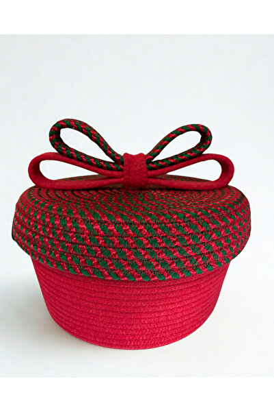 Olea Multi-Purpose Basket, Basket with Ribbon Lid, 2-Piece Christmas Organize...