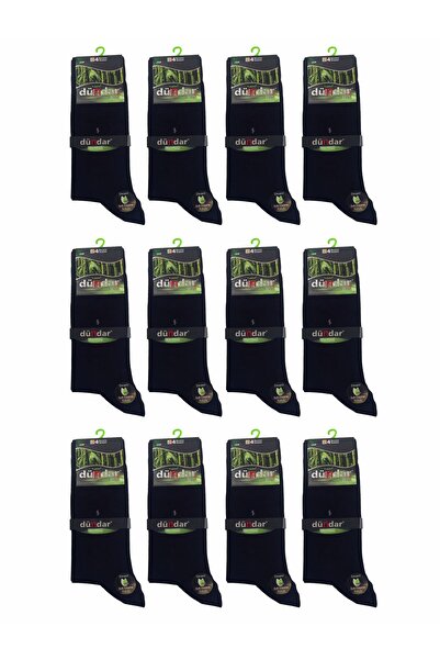 Dündar 12-Piece Men's Bamboo Plus Socks Black Socks 4 Seasons