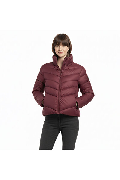 LC Waikiki Fiona Life Short Women's Burgundy Mock Neck Jacket