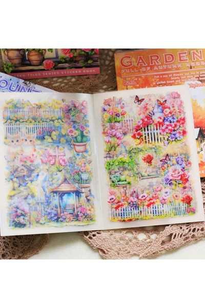 Kolbi Craft 2 ورقة تحتوي على 12 ملصق شفاف لحديقة الزهور لدفتر الملاحظات والأل...