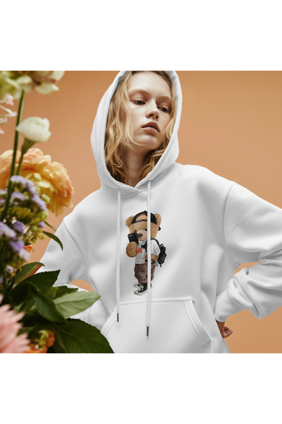 Dad&Children سويت شيرت تيدي بير للجنسين باللون الأبيض