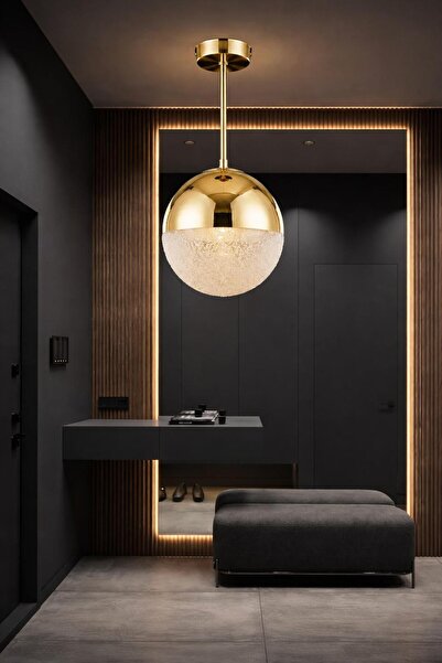 AURA LIGHTING Tek Top Gold Tavana Sıfır 3 Renk LED Modern Avize Antre/Hol Ban...