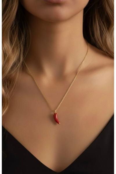 Ervalina Kırmızı Biber Kolye | Şans Uğuru Nazarlık Takı | Kadın Chili Charm K...