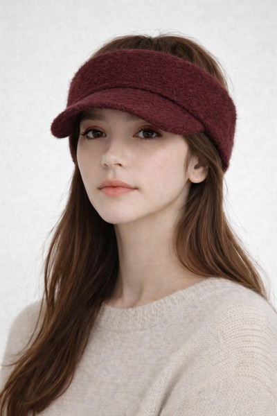 laviyonsa Open Top Mohair Fabric Visor Hat with Visor