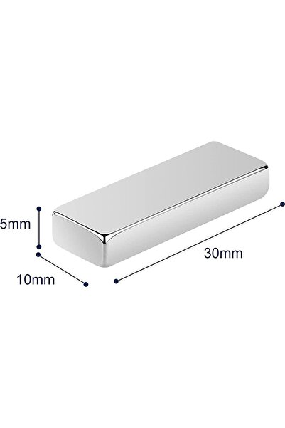 Dünya Magnet 2 adet Köşeli Neodyum Mıknatıs Magnet 30x10x5 mm