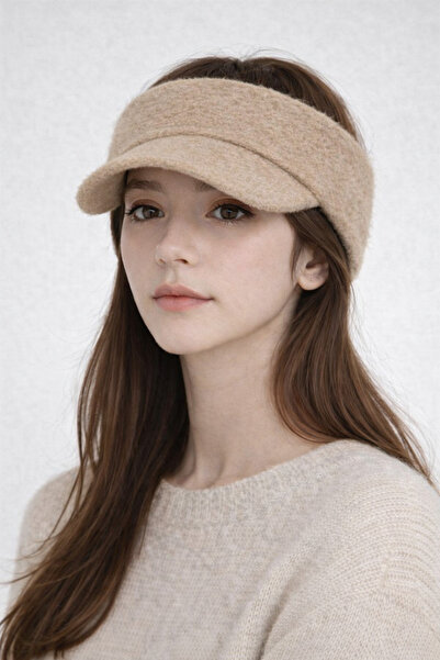 laviyonsa Open Top Mohair Fabric Visor Hat with Visor