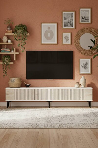 YUMEDİ DESİGN TSA1803BT - TARÇIN TV STAND , TV SEHPASI 180CM BEYAZ-TRAVERTEN