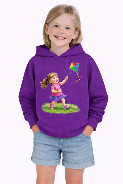 ArtYus Детска суитшърт с качулка и 3-нишки, с принт на кайт