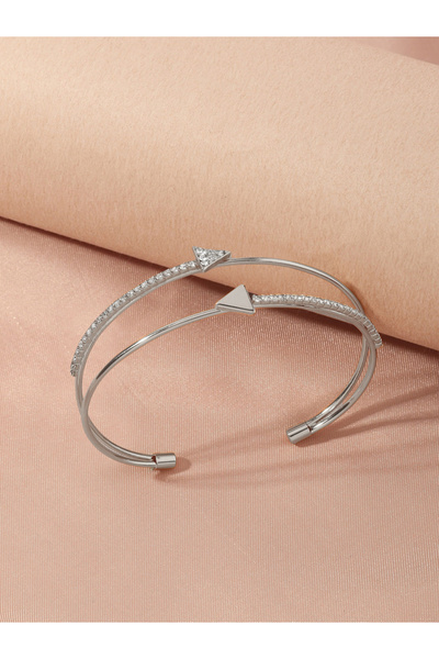 Take Two By Styli Embellished Triangle Decor Cuff Bracelet