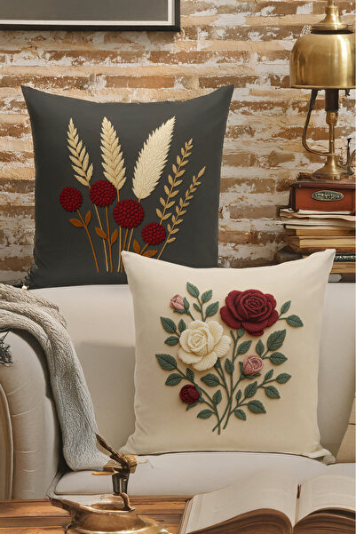 Bertille Home Double Side Digital Printed Set of 4 Throw Pillow Covers (Punch...