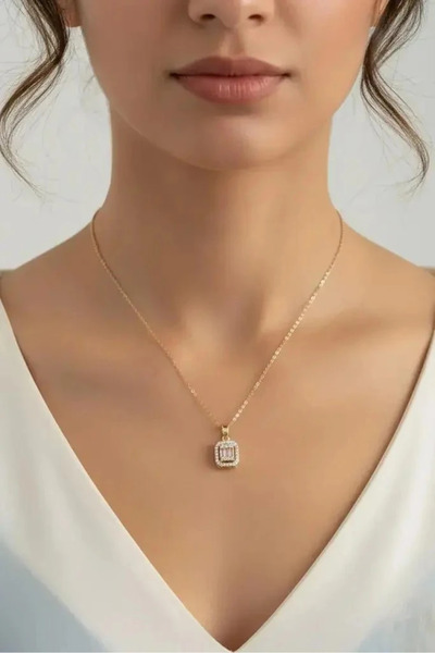 Dorvina سلسلة من الفولاذ 316L بلون ذهبي، قلادة نسائية طراز باجيت لا تفقد لونه...