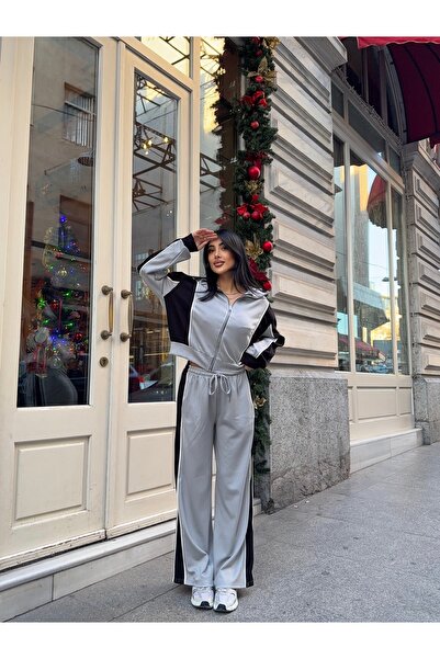 dolu butik Modal Fabric Stripe Detail Tracksuit Set