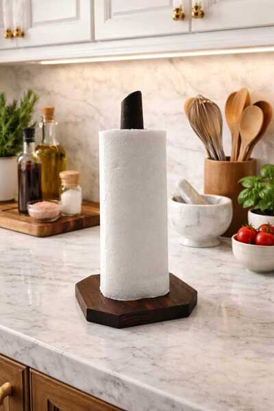 ea elizi ahşap حامل مناديل ورقية خشبي مخروطي الشكل بلون الجوز