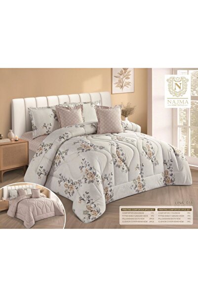 NAJMA Lina Summer Bedspread Set, 6 Pieces, with Elegant Printed Designs