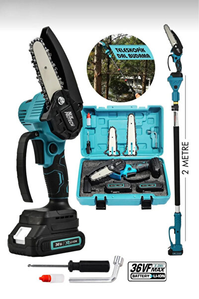 newprotech Teleskopik Şarjlı Ağaç Dal Kesme Budama Testeresi