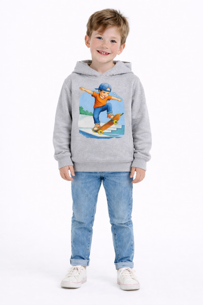 ArtYus Skateboard cu imprimeu 3 Thread Ş cu căptușeală din fleece K cu glugă ...