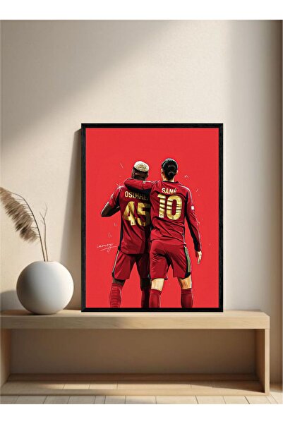 MOR TABLO Galatasaray Victor Osimhen Leroy Sane Poster Tek Parça Siyah Doğal ...