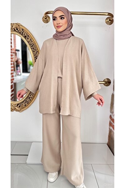 EB SCARF Stone Detailed Kimono Set