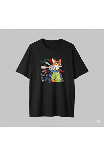 CLASSY.MODA تي شيرت زوتوبيا نيك وجودي مطبوع للجنسين قصة فضفاضة