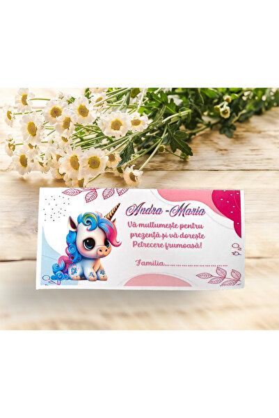 Aela.alc Plic de dar unicorn colorat personalizabil set 10 buc