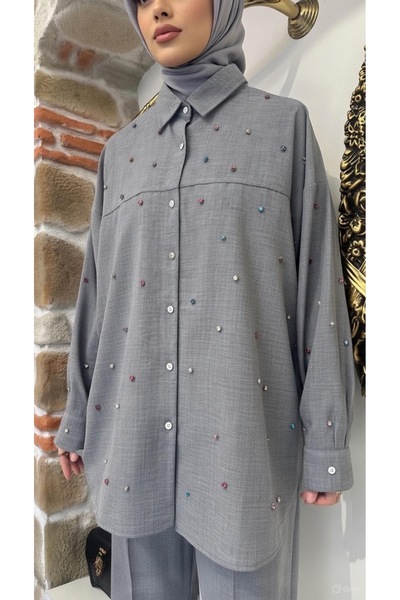 EB SCARF Stone Detailed (Fastened) Buttoned Double Suit