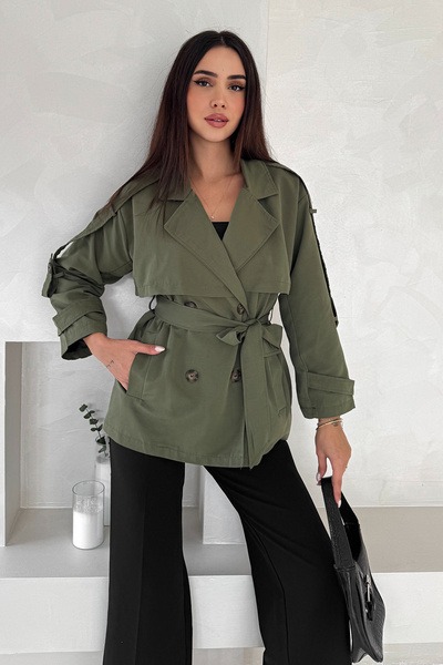 Noa&Noa معطف نسائي طويل بحزام وزرين – تصميم خالد