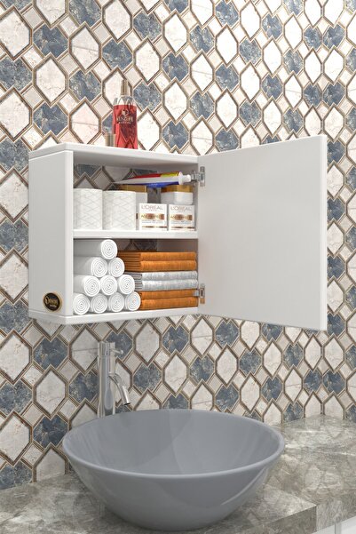 Saatistan Şık Banyo ve Mutfak Ecza Dolabı, Kapaklı, Komodin, 39x39x20 cm
