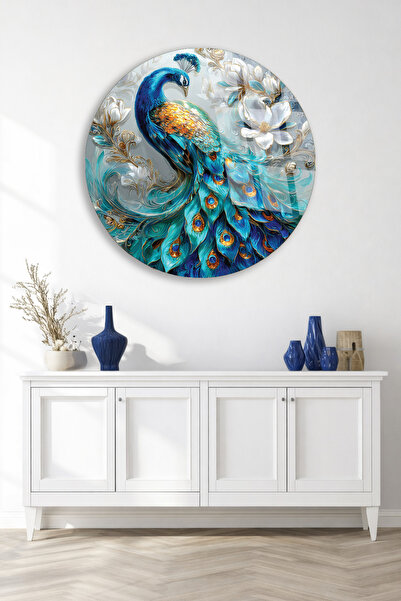 TAULART Colorful Peacock Art Elegant Decor Unbreakable Glass Painting