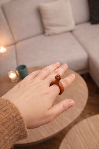 Cogo Seramik Handmade Rustic Vintage Terracotta Ceramic Ring – Floral End