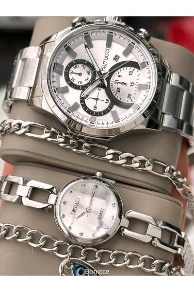 Ferrucci Valentine's Day Gift, Silver Color Steel Cord with Calendar (Separat...