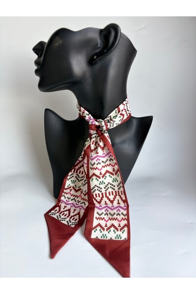 BHR AKSESUAR وشاح رفيع منقوش، شريط (6×85 سم)