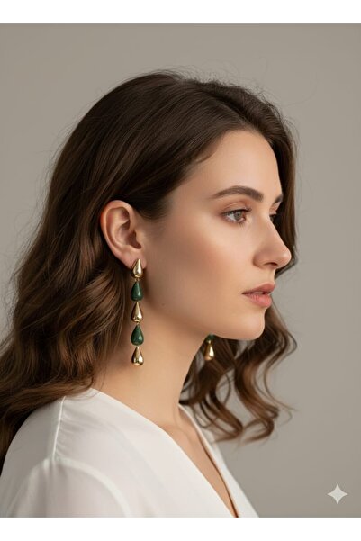 AKFECAN أقراط متدلية من الفولاذ باللون الأزرق الداكن