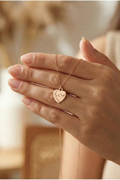 neshely jewelry 925 Ayar Gümüş Harfli(İstenen Harf) Zeytin Dalı Kalp 14 Ayar ...