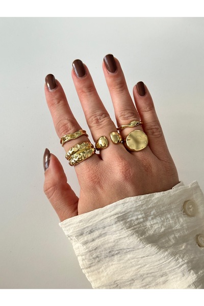 Charmist Çelik üzeri altın kaplama çoklu set yüzük