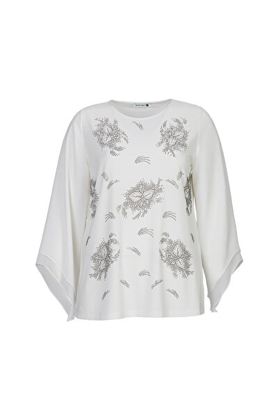 MİYORO Large Size Women's Blouse with Sprinkled Stone Motifs