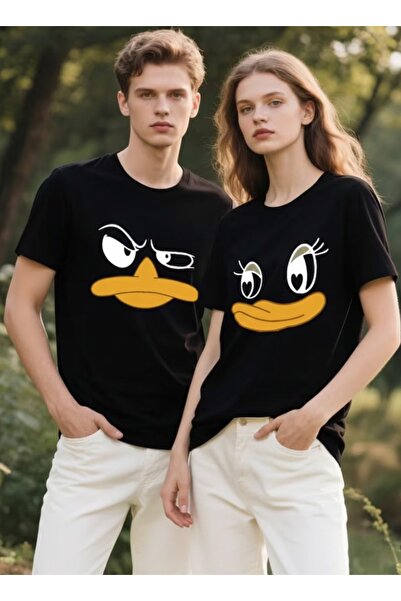 one button Cute Custom Character Face Design Matching Couple Combination T-Sh...