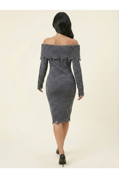 İnci Zehra Women's Madonna Collar Knitwear Dress