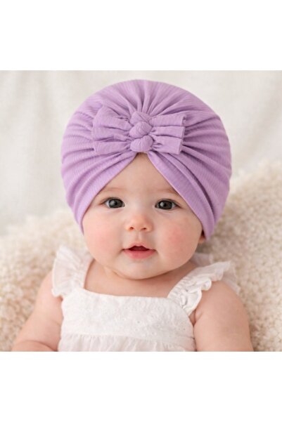 Pure Boutique Caciulita lila tip turban cu trei fundite