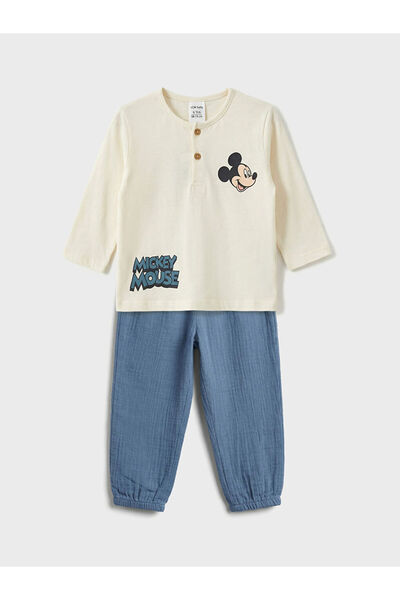 LC Waikiki Ecru Mickey Mouse Štampano set za bebe dečake