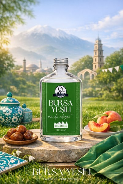 Özcan Bey Deluxe Seri Bursa Yeşili Kolonyası Parfümlü Sandal Ağacı Kokulu Kolonya 200 ml Cam Şişe
