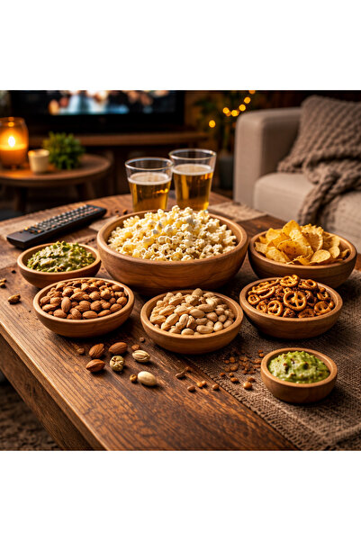 seymenbıçakçılık Ahşap Çerezlik Seti | 6 Küçük + 1 Büyük Boy | Kabuksuz & Ver...