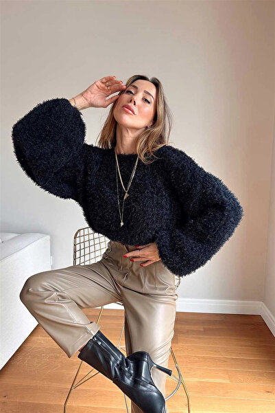 Lux Home Istanbul Balloon Sleeve Knitted Crop Soft Sweater