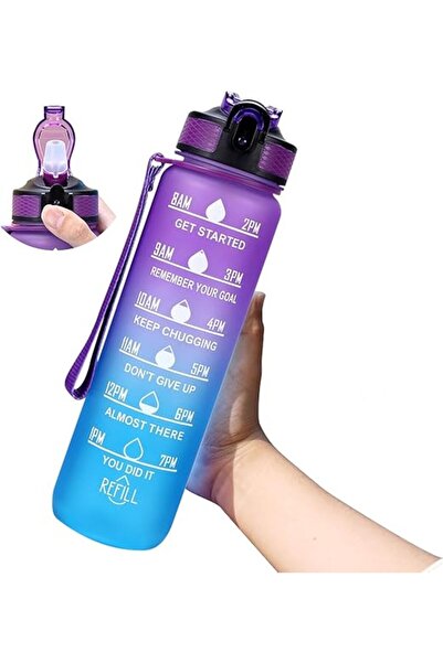 ECVV 35oz/1L Motivational Water Bottle with Time Marker & Encourage Phrase - ...