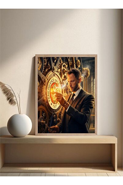 MOR TABLO Domenico Tedesco Doğal Ahşap Çerçeveli Tek Parça Dekoratif Tablo