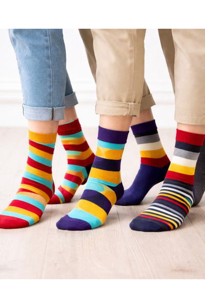 YOTITEX Unisex Renkli Desenli Bambu Çorap – 3’lü Set | Nefes Alan, Yumuşak, G...