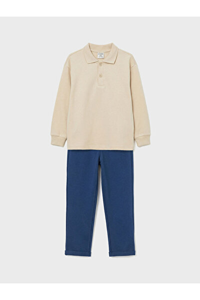 LC Waikiki Hanorac și pantaloni pentru băieți, bej, cu guler polo