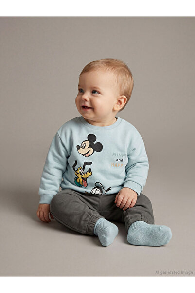 LC Waikiki Σετ φόρμας για αγοράκι με στάμπα πράσινου Μίκυ Μάους