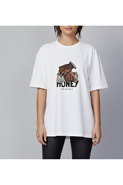 LORVEX Money Criminal Printed Oversized Unisex Cotton Tshirt - T-Shirt