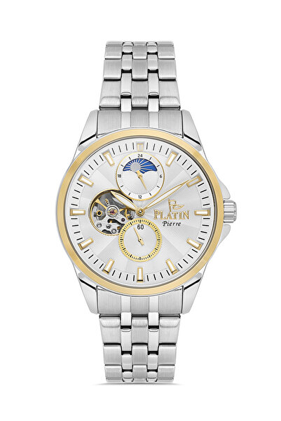 Platin Pierre Pl-1278Ga-D1 Steel Band Functions Active Automatic Men's Wristw...